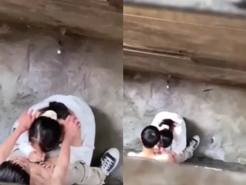 Quay lén nữ sinh bú cò cô bạn gái ở khe nhà